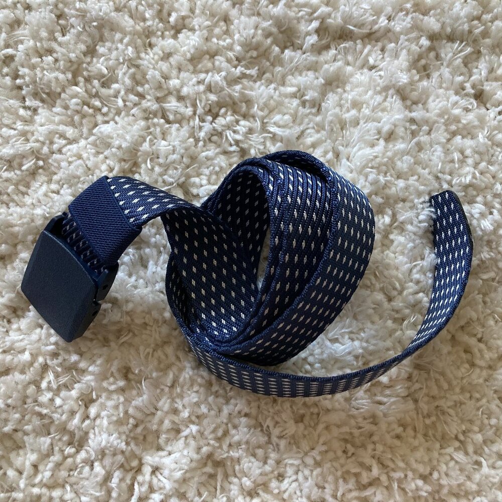 Brand New Navy Polka Dot Pattern Canvas Belt